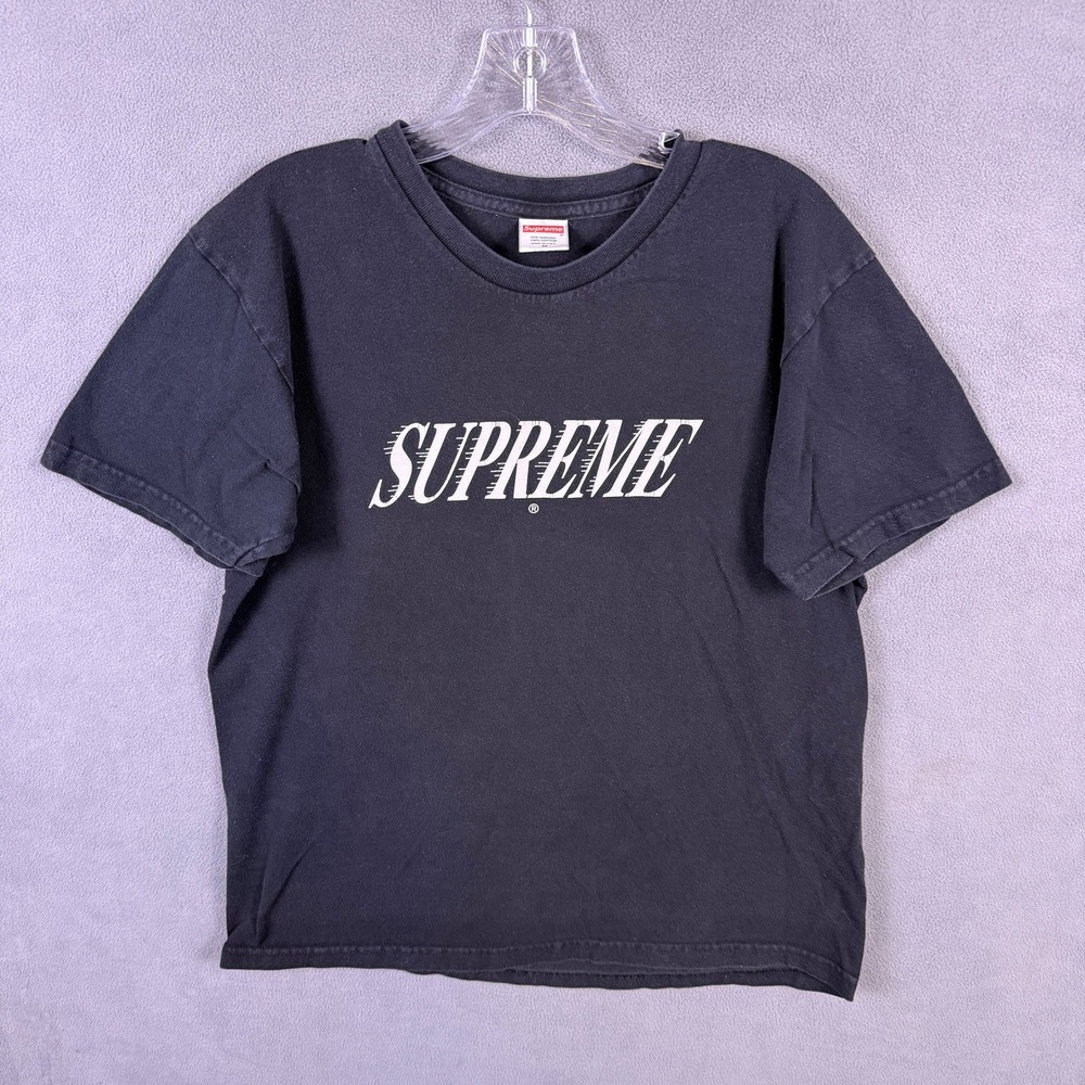 Supreme Black Slap Shot Shirt Mens Medium Motion Spellout Streetwear